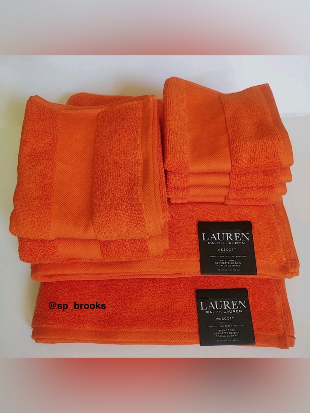 🎁8PC LAUREN Ralph Lauren Wescott Bath Towel Set - Summer Orange Cotton Towels